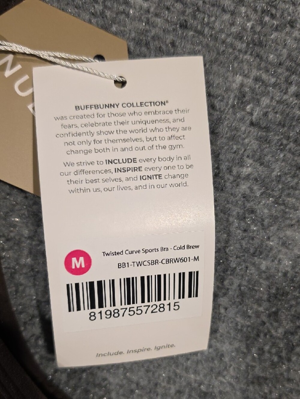 BuffBunny Twisted Curve Sportsbra Color Cold Brew Size Medium NEW!! - Picture 2 of 9